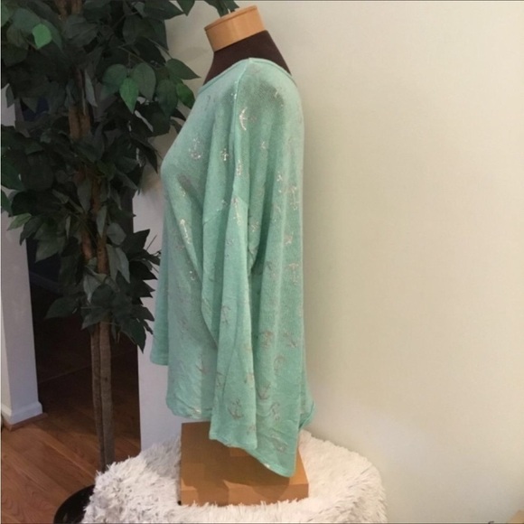 NO Boundaries long sleeve Top Juniors XXL mint green with silver anchors - Picture 3 of 8